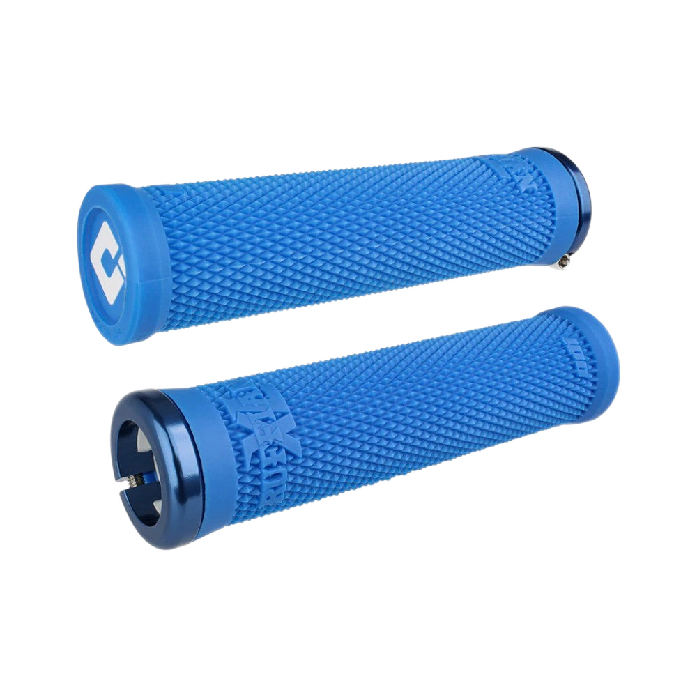 fahrradgriffe blau ODI Rogue Lock-On MTB / BMX Griffe, Bonus Pack