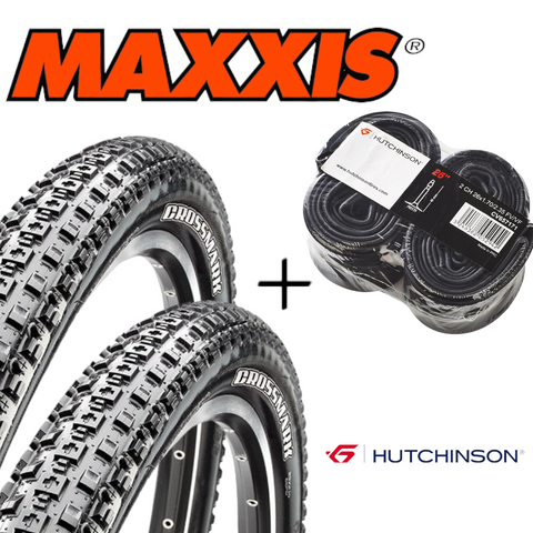 2x Maxxis Crossmark MTB 65PSI Faltreifen 26x2.10" 52-559 + 2x Hutchinson Schlauch (8546815082760)