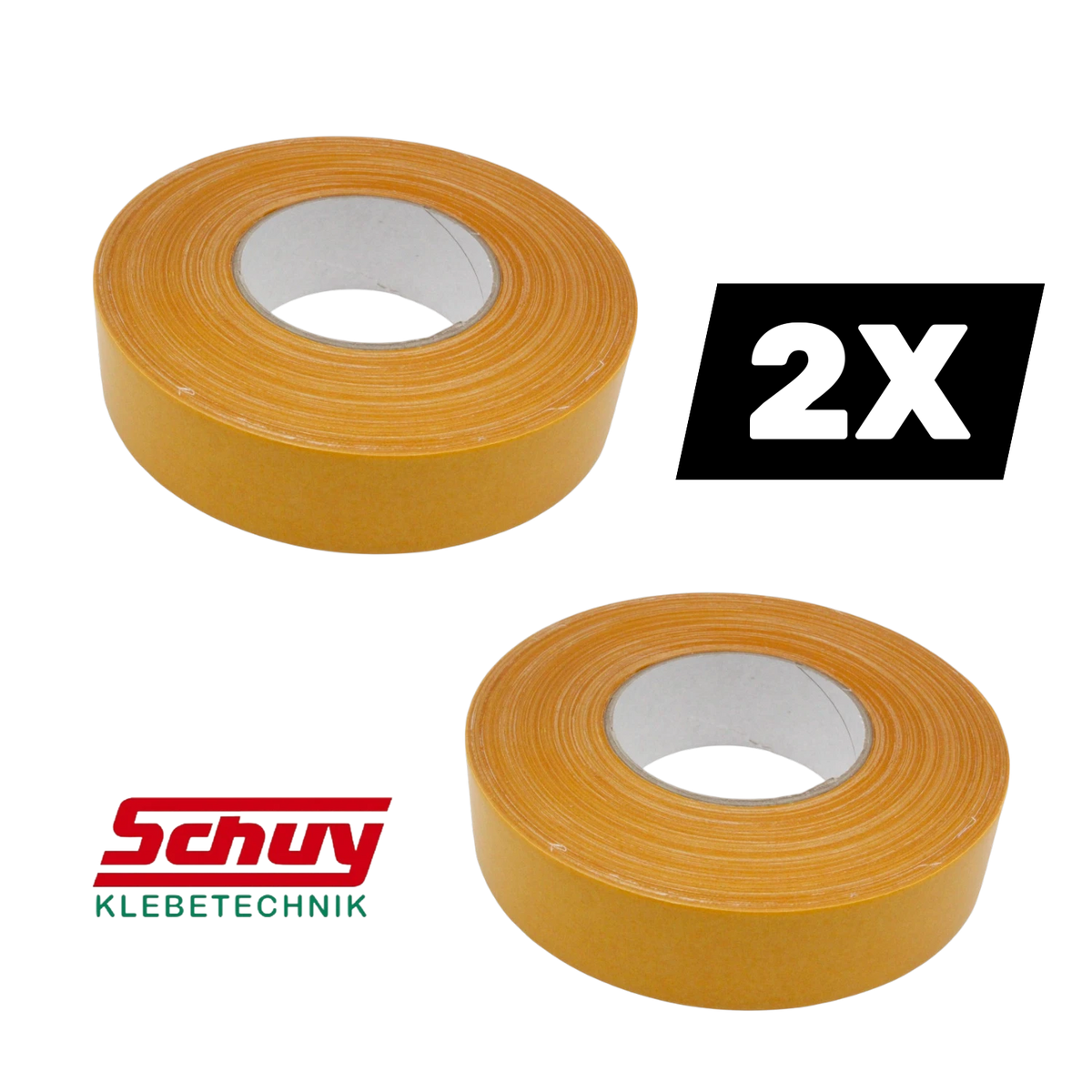 2X Schuy Double-Sided Industrial Adhesive Tape for Carpets and Trade Fair Construction, 38mm x 50m