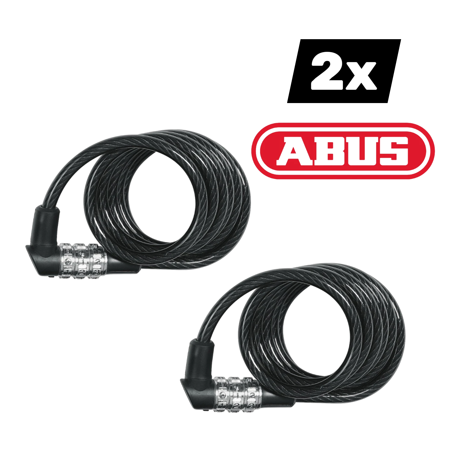 2x ABUS Spiral Combination Lock Cable Lock 1150/120 perfect for scooters / mopeds