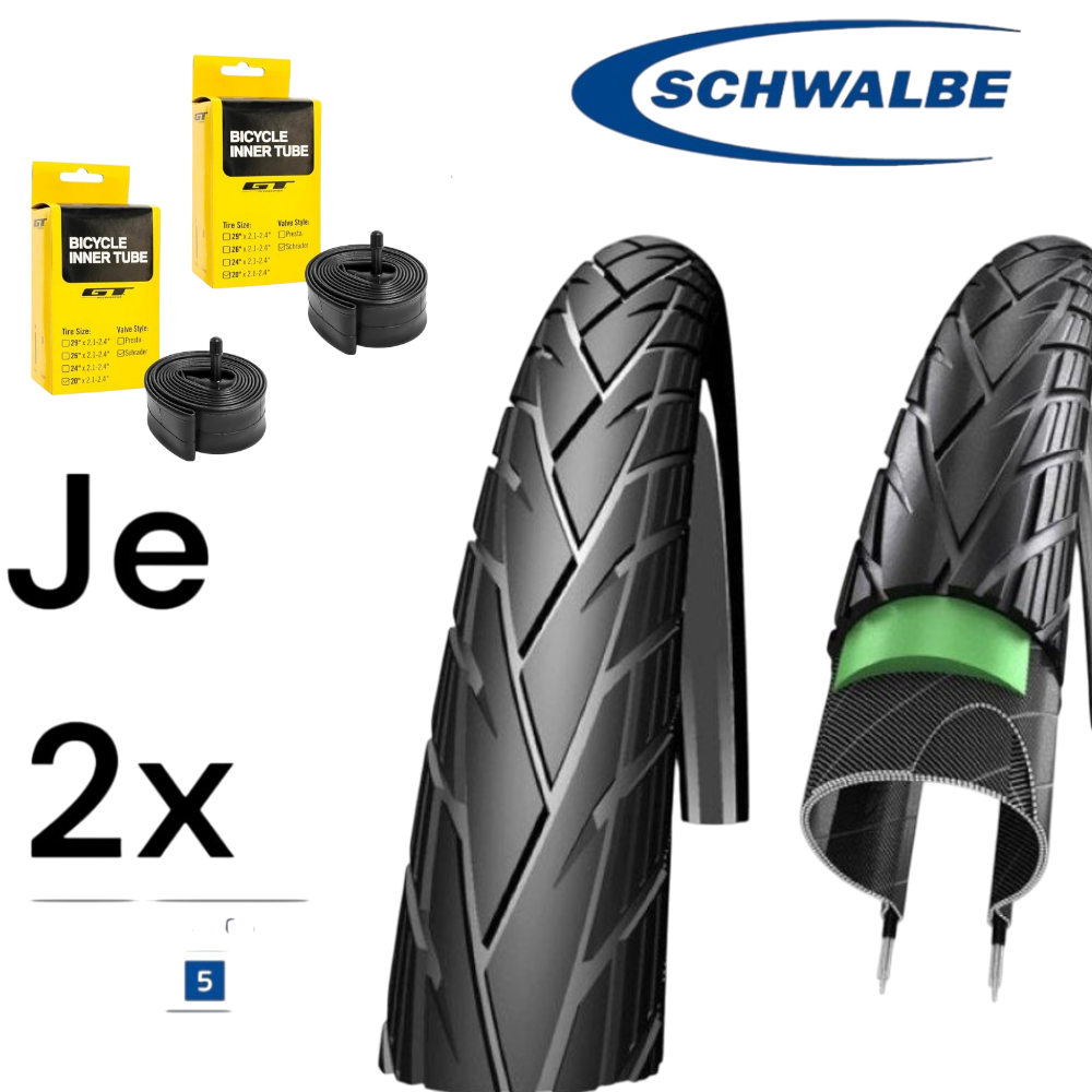 Schwalbe -  2x Schwalbe Energizer Active plus Fahrrad Reifen + GT Schlauch 28 x 2.00 50-622 - Bikers Base BMX