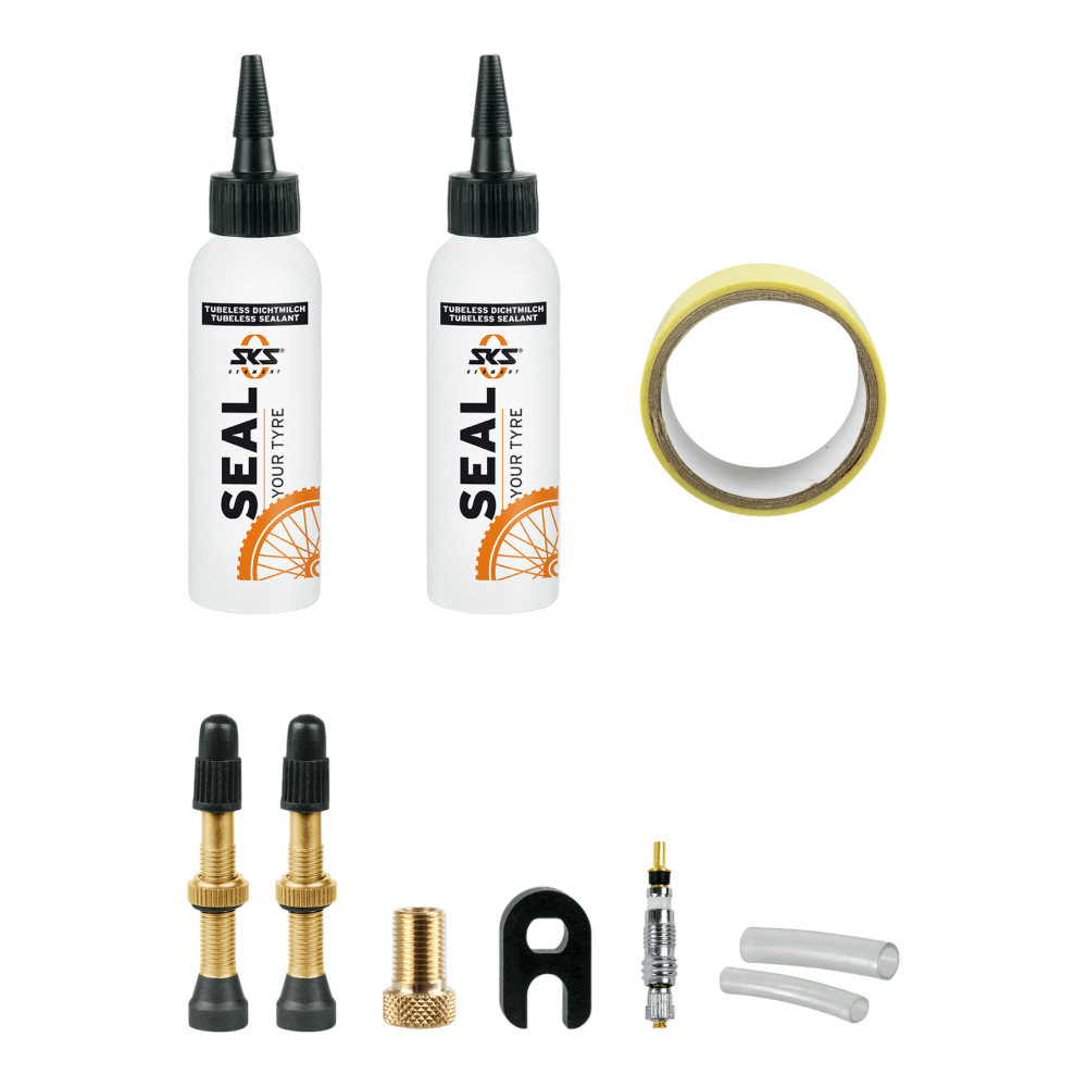 SKS Tubeless Kit Schlauchlose Reifen Dichtmilch Ventile Felgenband 25mm Gravel - Bikers Base