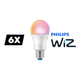 6X WiZ LED - Lamp A60 E27 RGBW 8.5W WiFi, dimmable, app & voice control