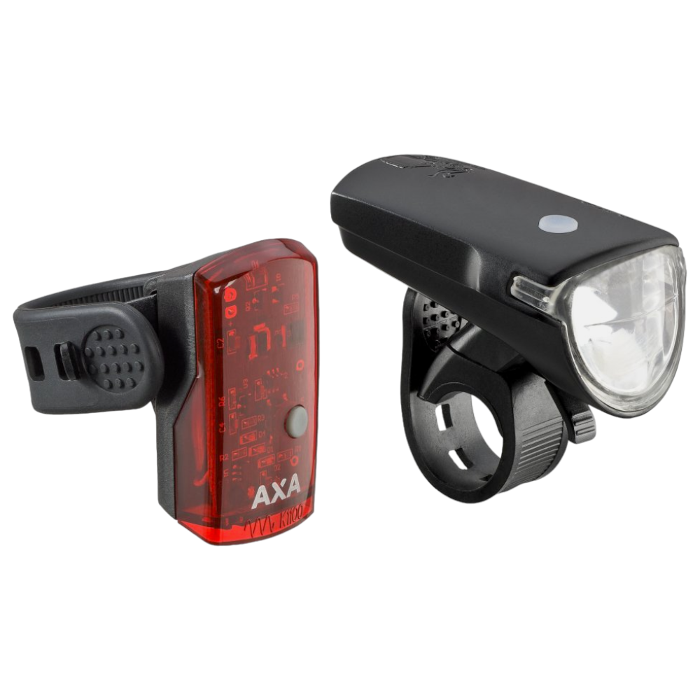 AXA LED Fahrrad Akkuleuchten Set Green Line 35 Lux Lenker Sattelstütze - Bikers Base