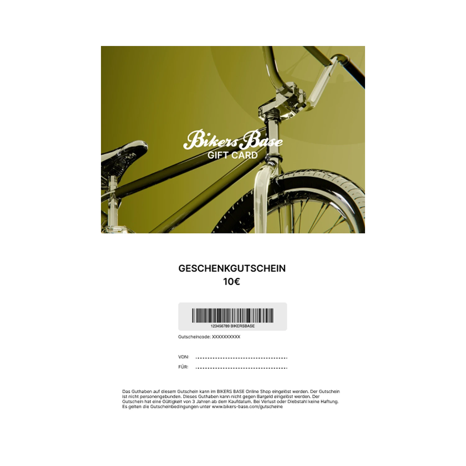 fahrrad gutschein kaufen Bikers Base Geschenk Gutschein zum Ausdrucken