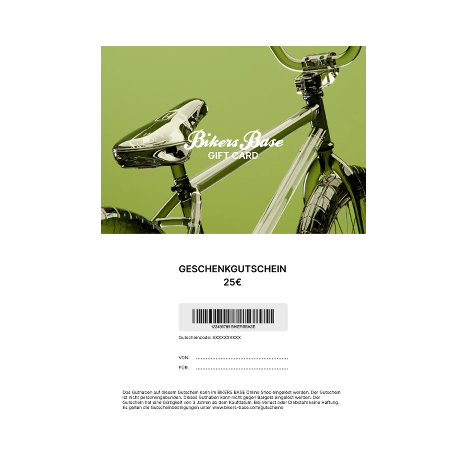 fahrrad gutschein kaufen Bikers Base Geschenk Gutschein zum Ausdrucken