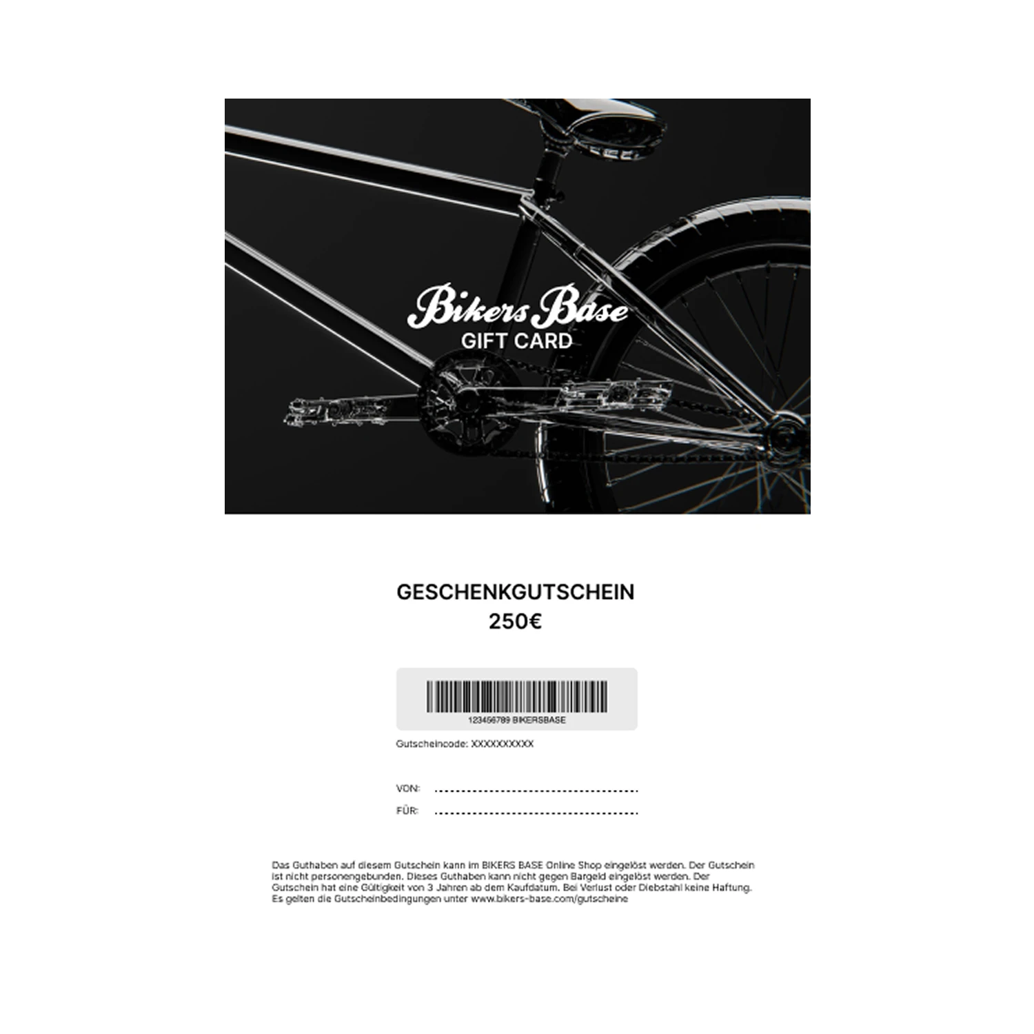 fahrrad gutschein kaufen Bikers Base Geschenk Gutschein zum Ausdrucken