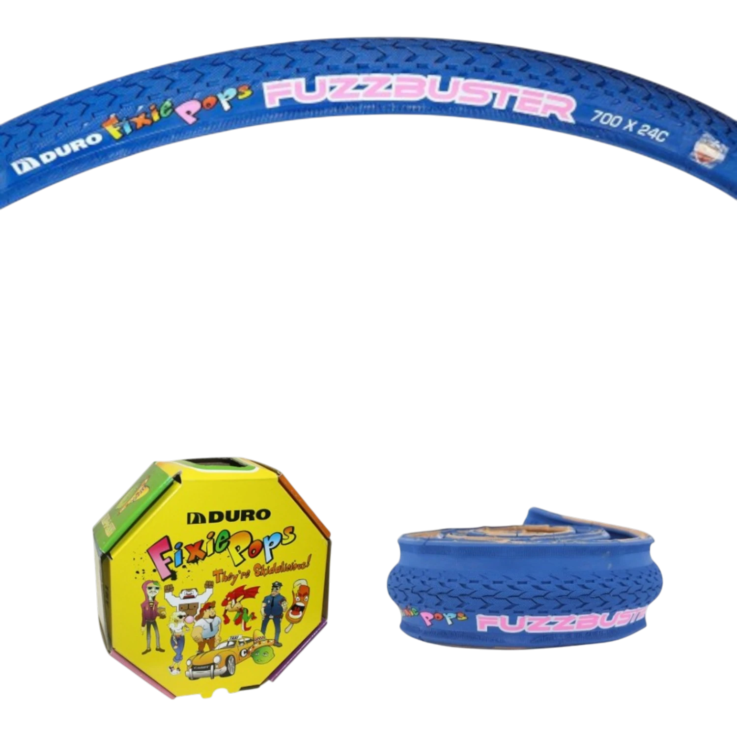 DURO FUZZBUSTER 24-622 FIXIE POPS BLUE Race 28" Folding Tire 700 x 24c