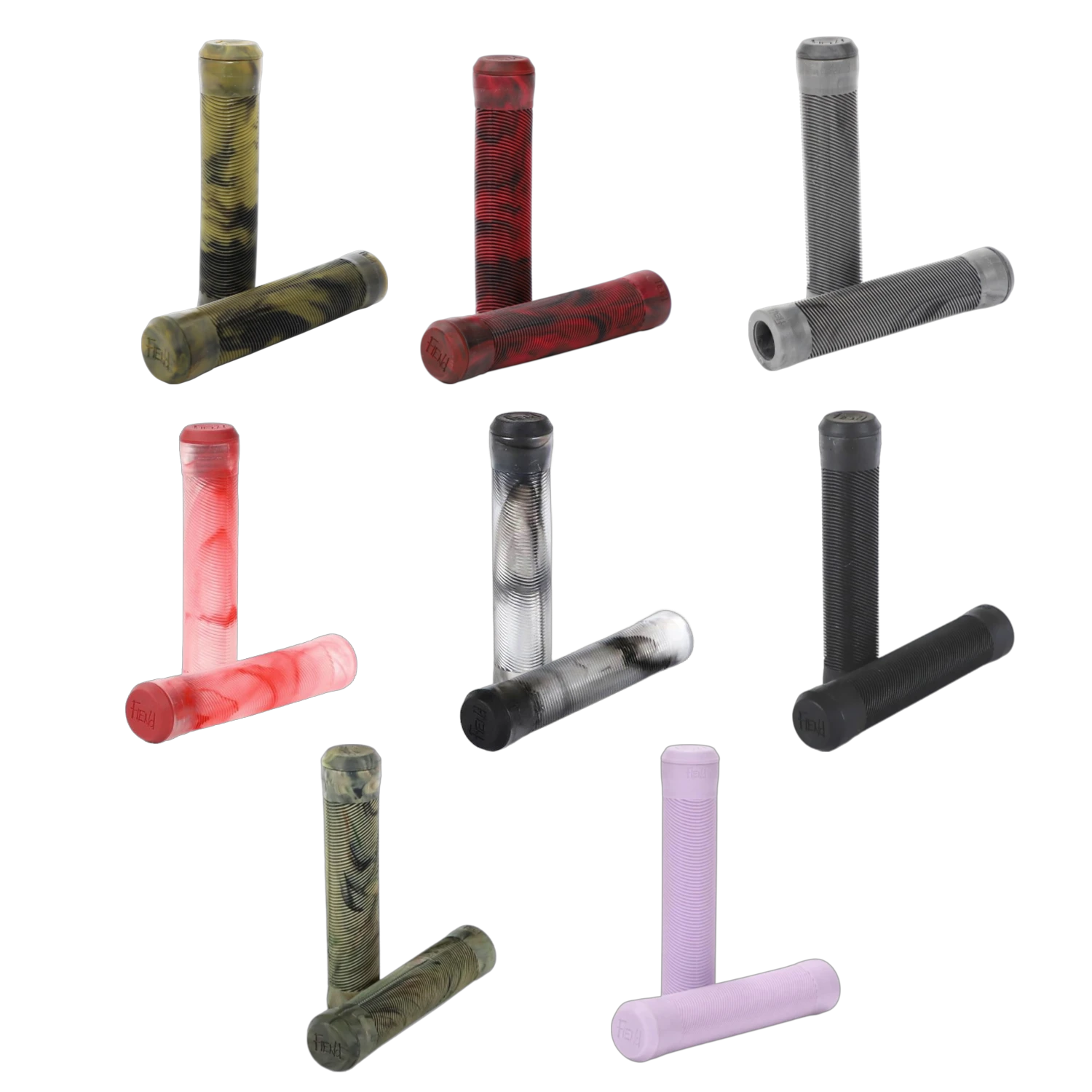 Fiend Flangeless Grips BMX Grips Camo / Black / Clear Red / Clear Black