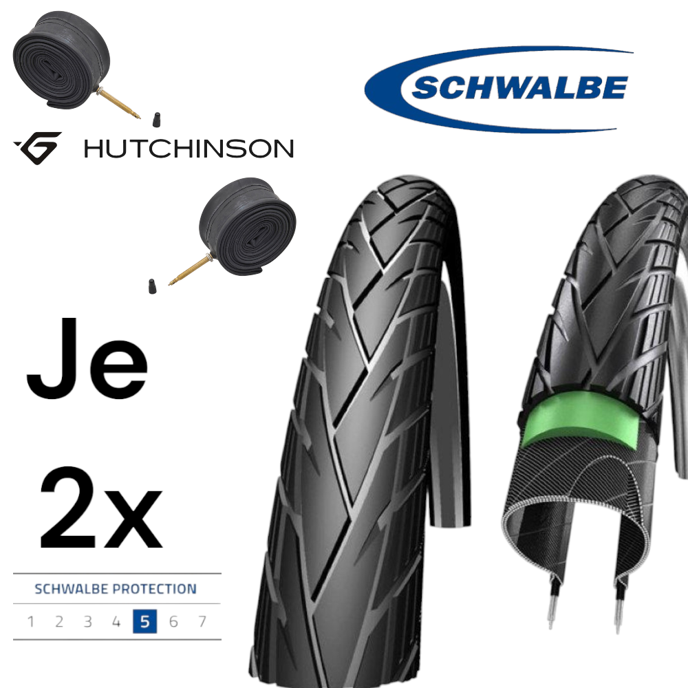 2x Schwalbe Energizer Active plus Fahrrad Reifen + Schlauch 28 x 2.00 50-622 - Bikers Base