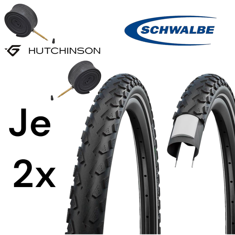 Schwalbe -  2x Schwalbe Land Cruiser Plus Fahrrad Reifen + Schlauch 28 x 2.15 Zoll 55-622 - Bikers Base BMX