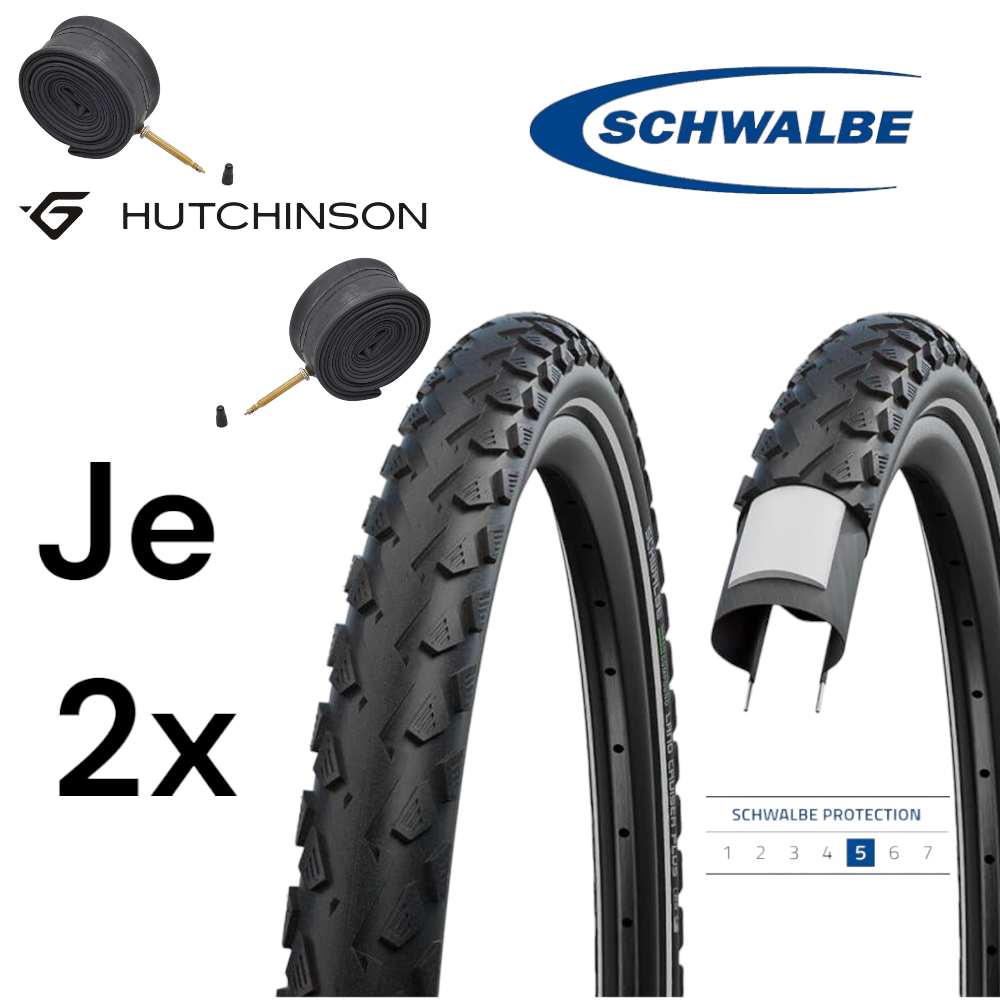 2x Schwalbe Land Cruiser Plus Fahrrad Reifen + Schlauch 28 x 2.15 Zoll 55-622 - Bikers Base