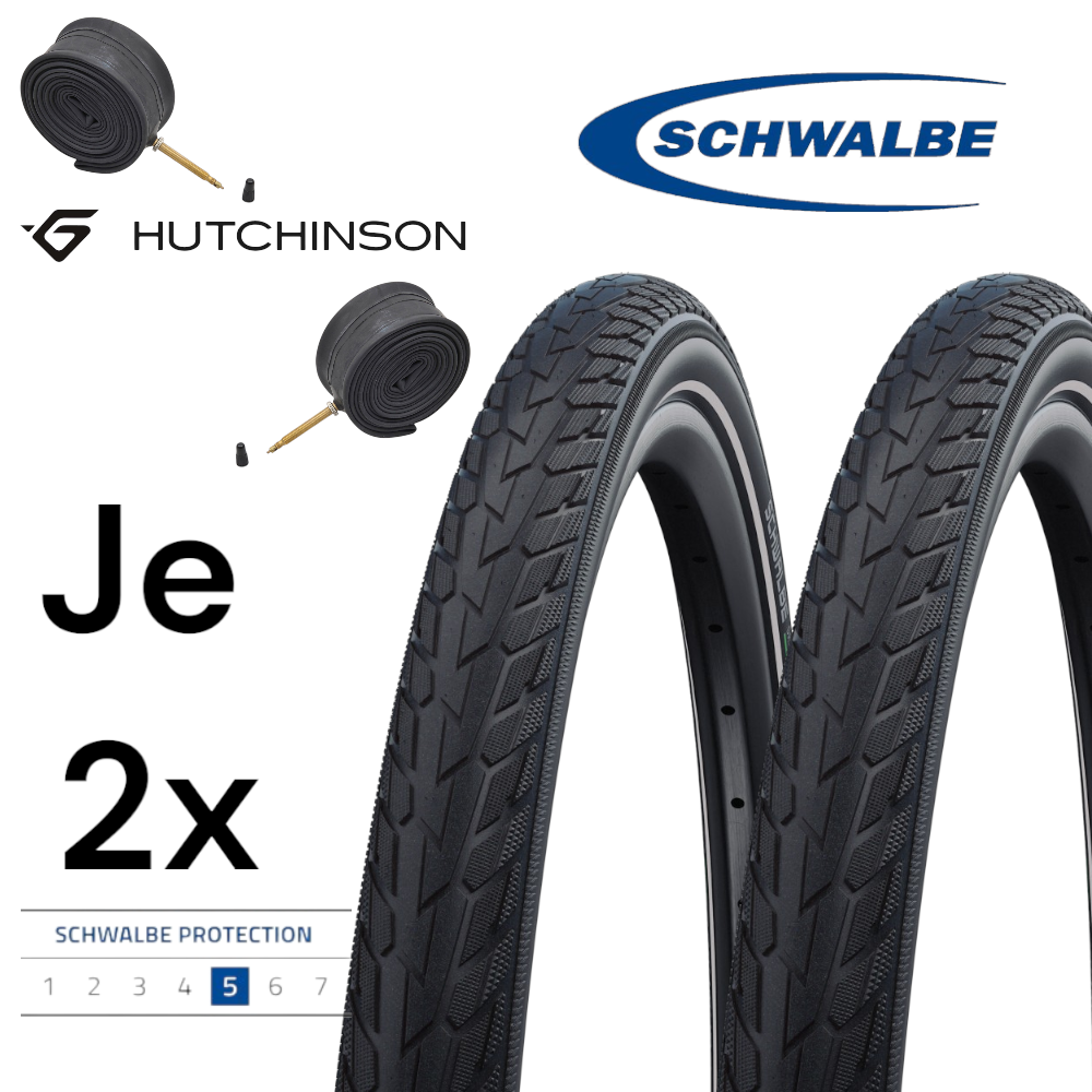 2x Schwalbe Road Cruiser Plus Fahrrad Reifen + Schlauch 28 x 2.15 Zoll 55-622 - Bikers Base