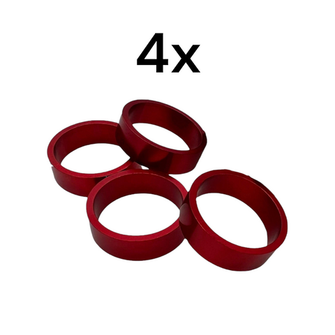 4x Alu Spacer 10mm Rot 1 1/8 Zoll für BMX Steuersatz MTB Touring Race (7587110158563)