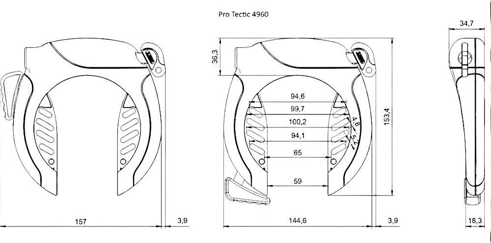 ABUS -  ABUS Rahmenschloss PRO TECTIC 4960 + ACH 2.0 6KS/85 & ST5850 - Bikers Base BMX