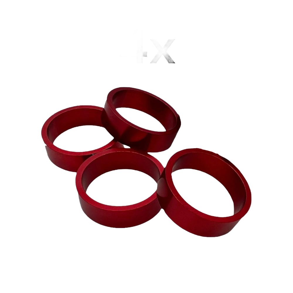 4x Alu Spacer 10mm Rot 1 1/8 Zoll für BMX Steuersatz MTB Touring Race - Bikers Base