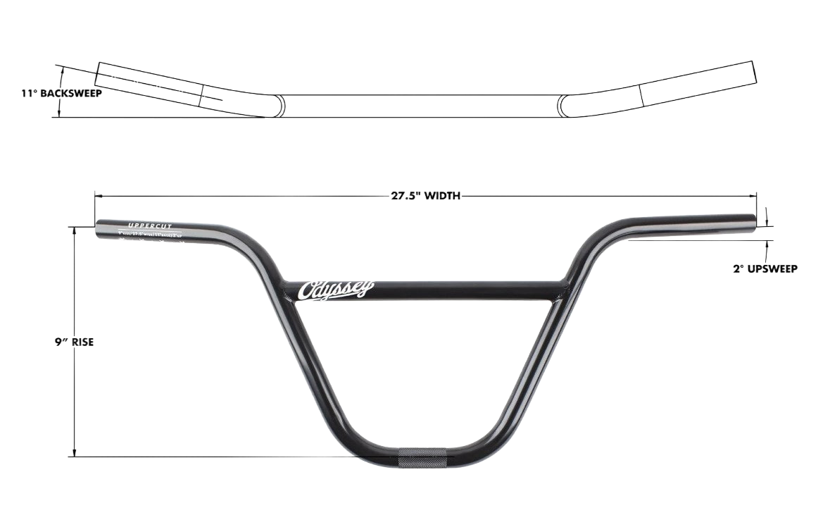 Odyssey Uppercut 9" BMX Lenker schwarz 9" 22,2mm - Bikers Base