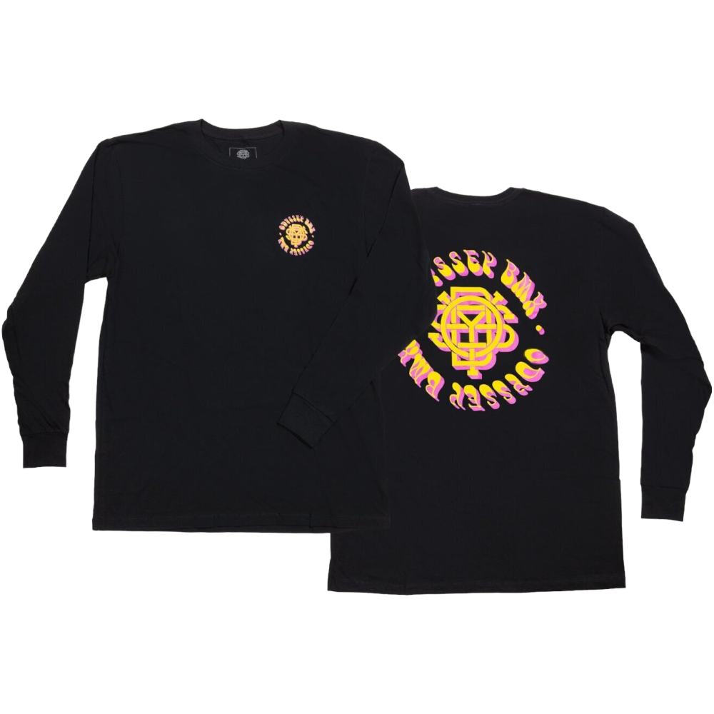 Odyssey BMX Longsleeve Bethel schwarz Logo gelb/pink fade - Bikers Base