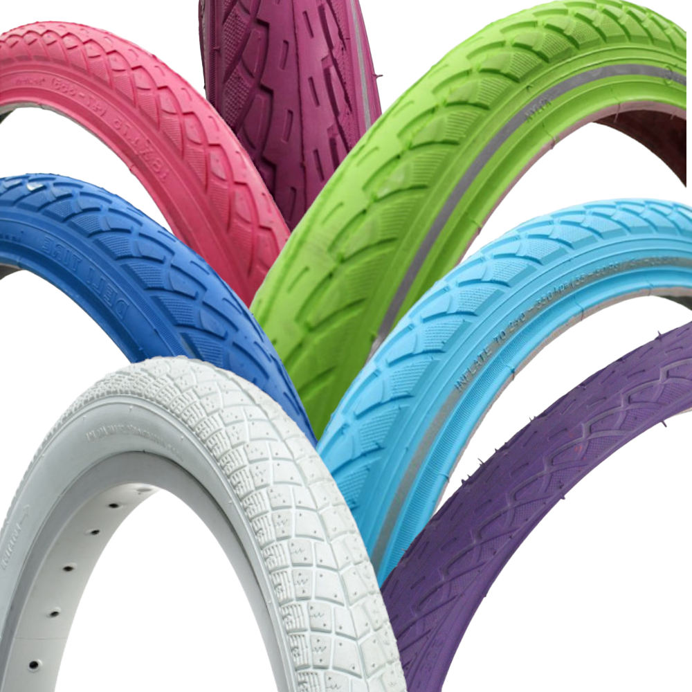 Fahrradreifen 16 Zoll 18" 20" x 1.75 Bunt Kinderrad Anhänger Pink Lila Blau Grün - Bikers Base