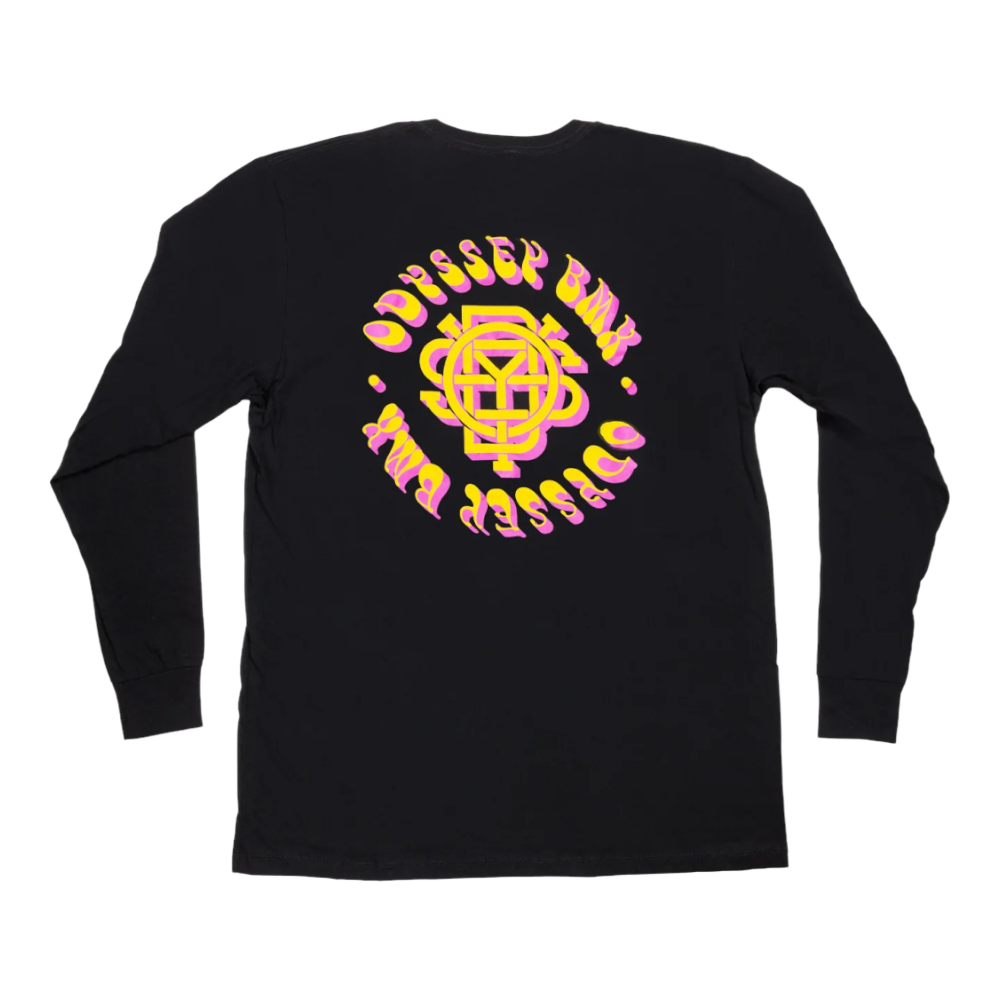 Odyssey BMX Longsleeve Bethel schwarz Logo gelb/pink fade - Bikers Base