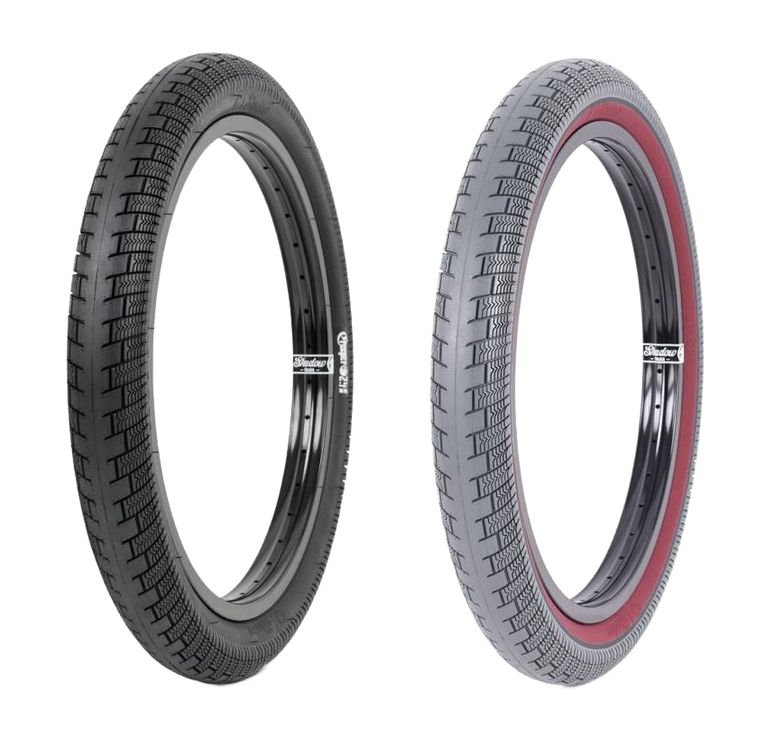 Shadow Creeper BMX Reifen, 20 x 2.4 Zoll Schwarz / Grau Rot - Bikers Base