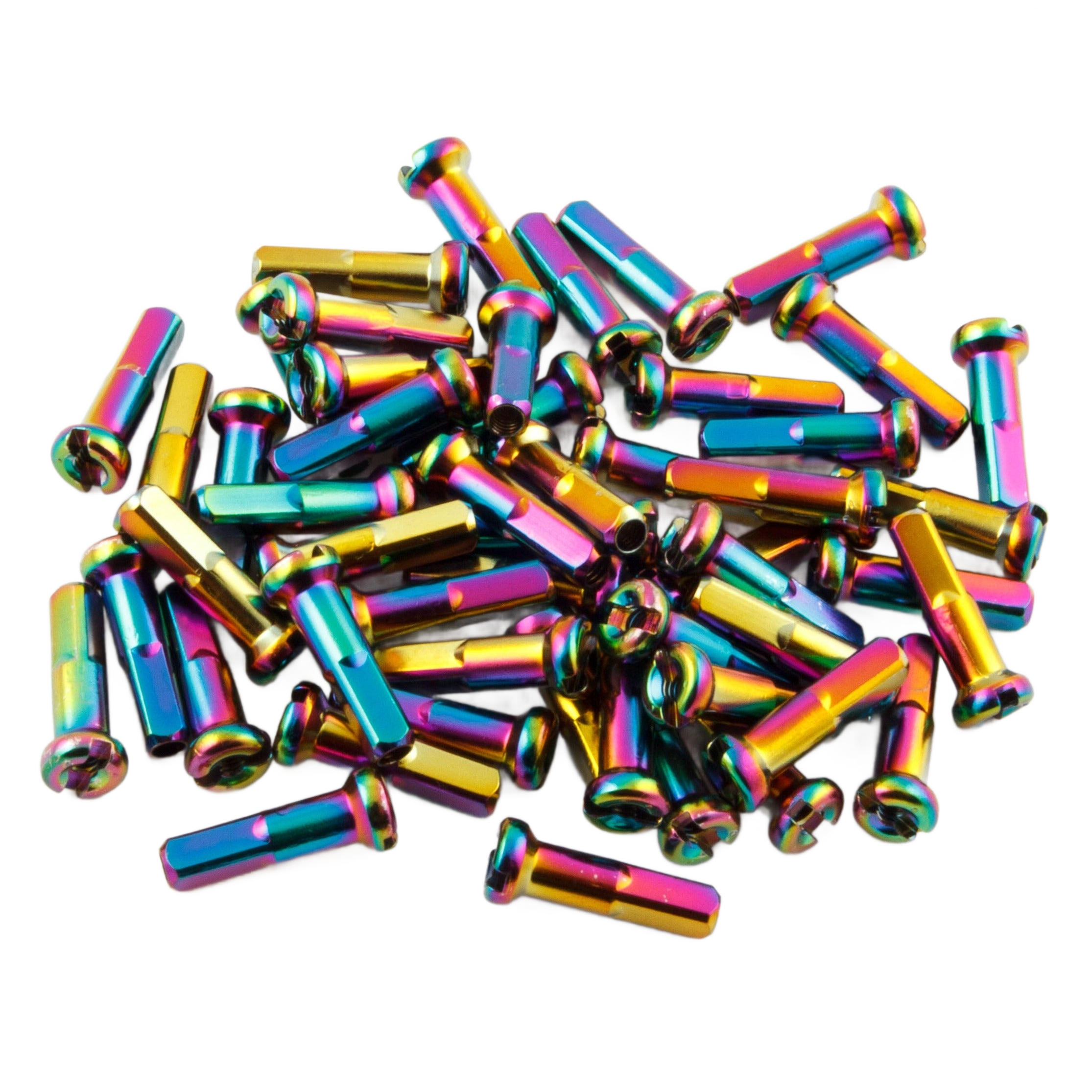 Don Speiche Rainbow Oilslick Messing Speichennippel 2.0 mm Nippel - Bikers Base