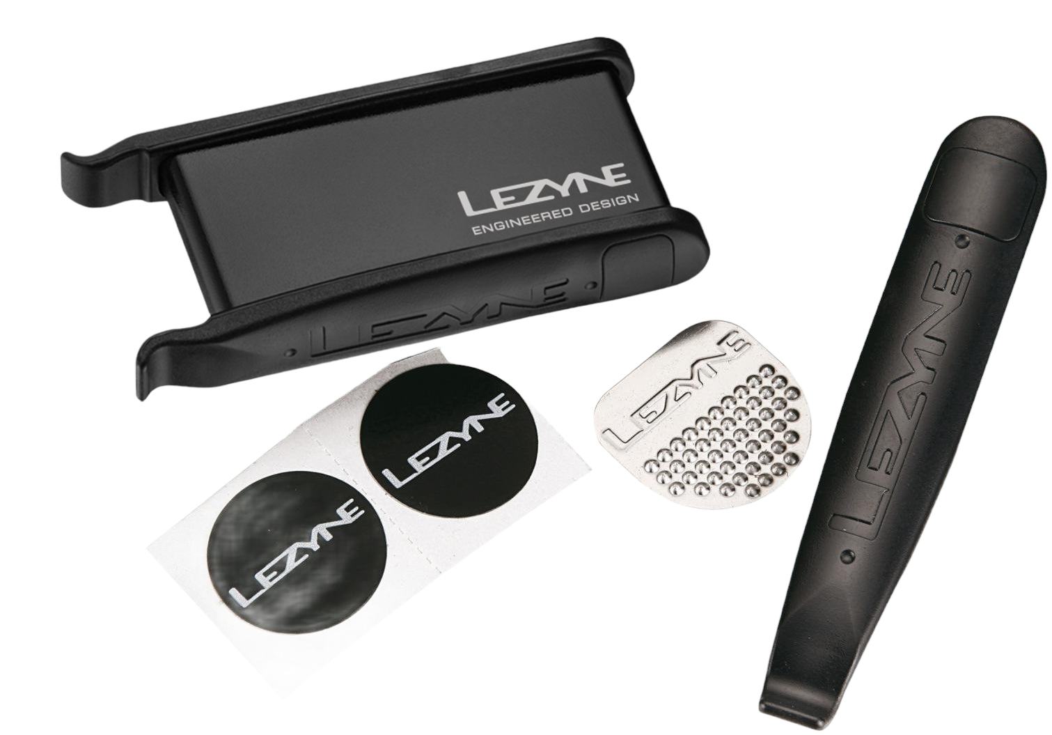 Lezyne Fahrrad Flickzeug Flickenset selbstklebend mit Reifenheber Schwarz - Bikers Base