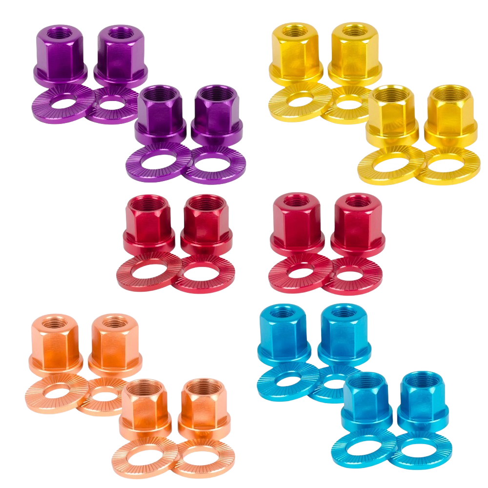 Shadow BMX Alu Achsmuttern + Unterlegscheiben Hub Nuts Universell - Bikers Base