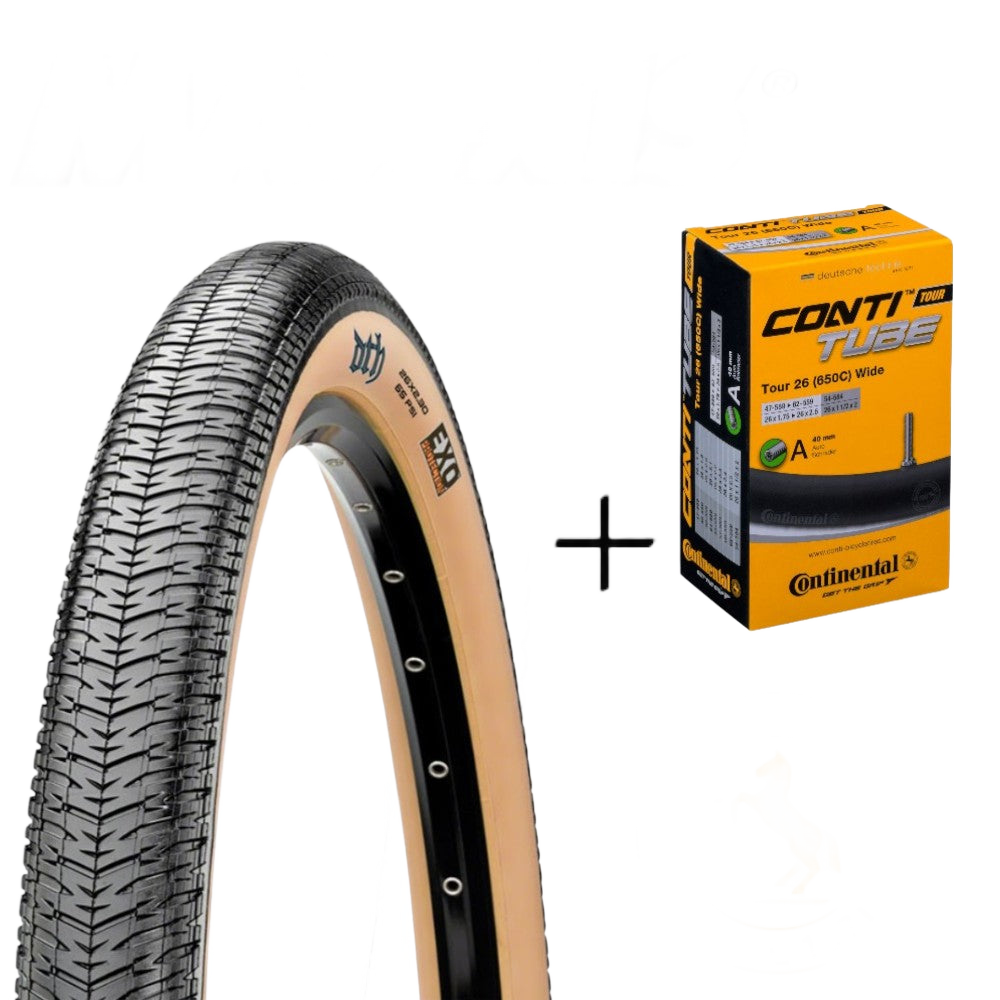 Maxxis DTH Dirt Bike Falttreifen Tanwall EXO 26 x 2.3 Zoll Reifen + Schlauch - Bikers Base