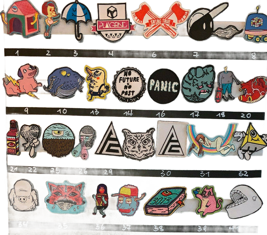 Playgrnd -  74x Playgrnd Klett Patches für Caps Mützen Beanies Aufnäher Stickerei Abzeichen - bikers-base.myshopify.com