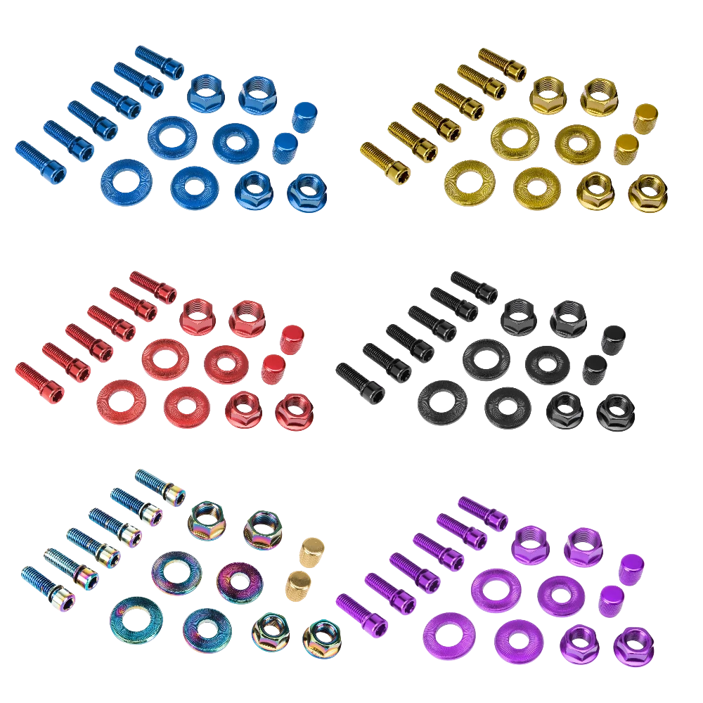 Salt Nuts and Bolts BMX Vorbau Schrauben Set Achsmuttern Ventilkappen