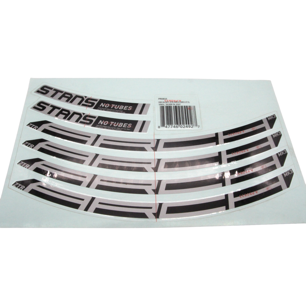 Stan's NoTubes NOTUBES Laufrad Aufkleber ZTR Arch 27,5" MK3 silber - Bikers Base