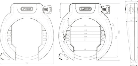 ABUS Pro Amparo 4750XL NR BK 0E Rahmenschloss + Abus Stahlkabel (8471780196616)